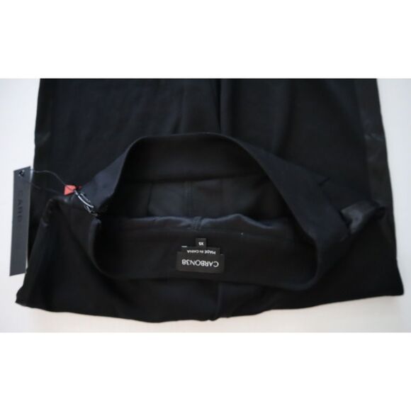 CARBON38 YD832 Women's Sz XS Black Satin Side Stripe Straight Leg Tuxedo Pants - Picture 3 of 13